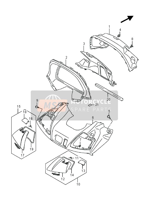 Suzuki AN650Z BURGMAN EXECUTIVE 2016 Metro Panel (AN650Z) para un 2016 Suzuki AN650Z BURGMAN EXECUTIVE